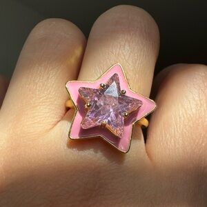 🌟 Diamond Dolls Co Pink Star Pink Stone Ring Size 7 Never Worn Y2K